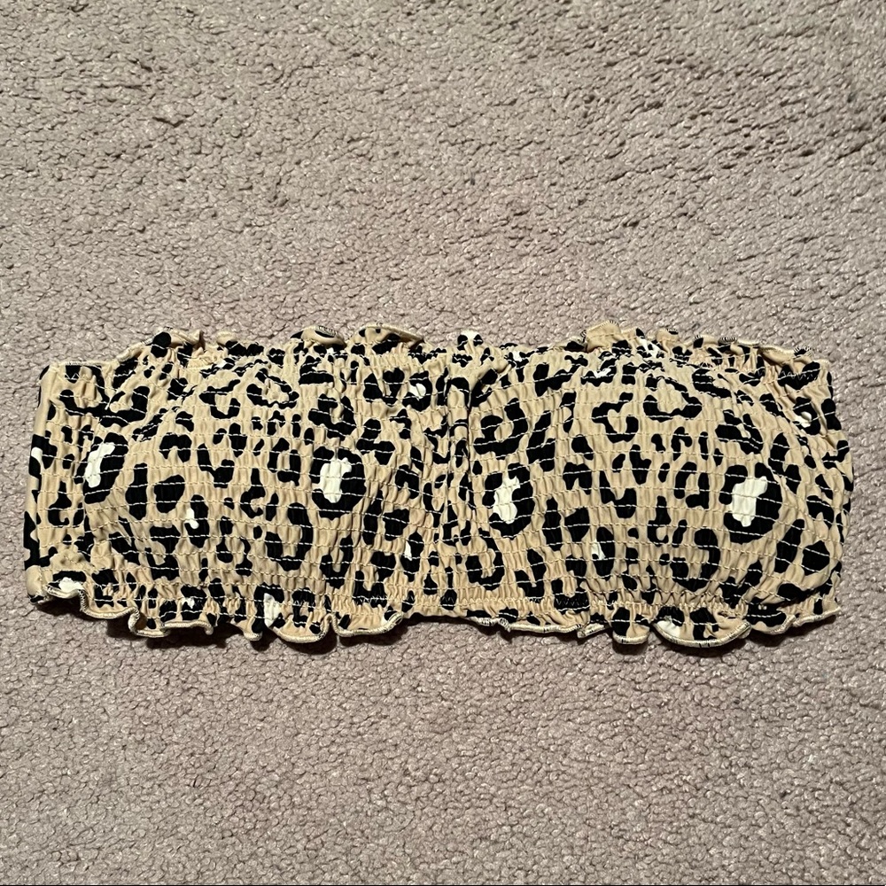 Strapless cheetah bathing suit top